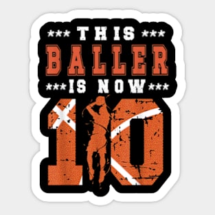 10th Birthday Basketball Boy Ten Year Old Basketball Player Sticker